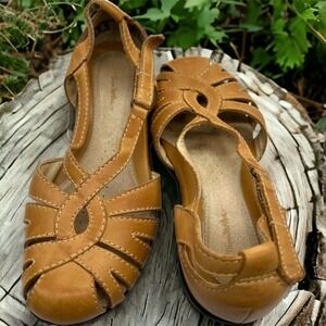 Thom McAnn Deborah  Comfort Sandal Sz 7.5W US Brown Leather Comfy Resort Cruise